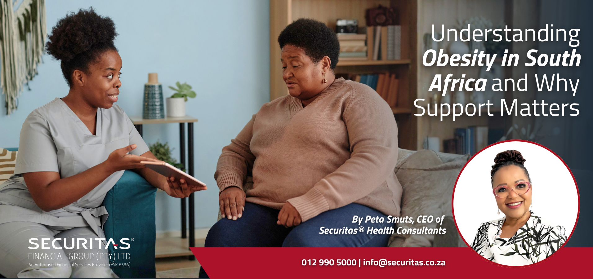 Healthcare professional supporting a South African patient with obesity